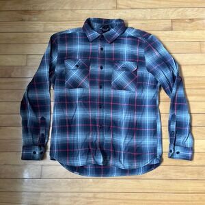 Chrome Industries Mens XL Plaid Flannel Button Up Shirt Grey Black Red Cycling
